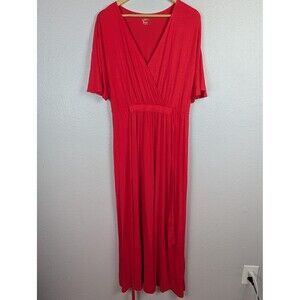 LOFT Beach‎ Red Maxi Dress Medium Wrap Flutter Sleeve